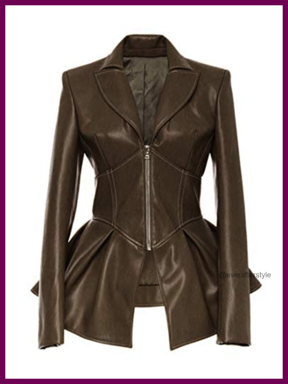 Faux Leather Moto Biker Jacket Zip Up Long Sleeve Slim Fit